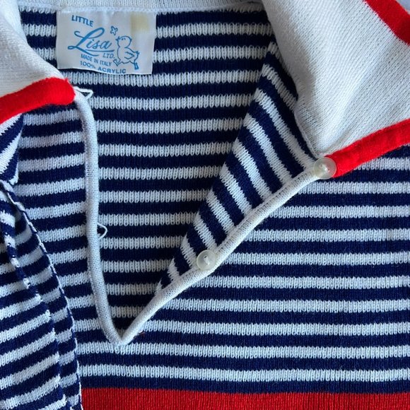 Vintage Little Lisa Red White / Blue Stripe Sweater Made in Italy - Picture 5 of 5
